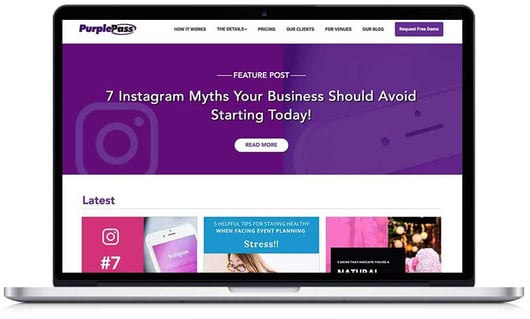 a laptop screen showing a Purplepass blog post