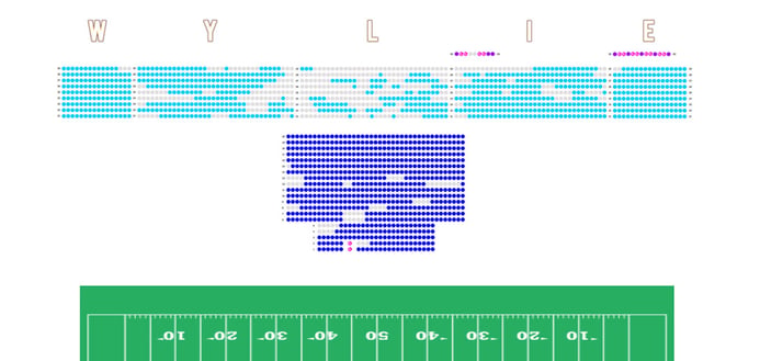 a assigned seating map with the word Wylie on it